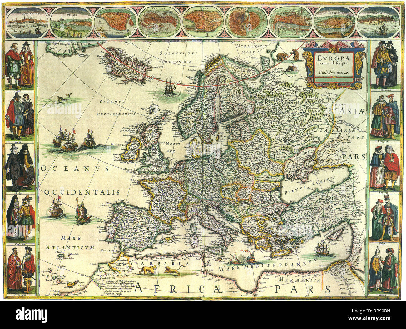 Map of Europe 1617 Stock Photo