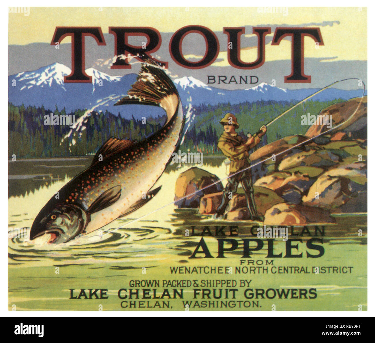 Trout Fruit Label Stock Photo Alamy