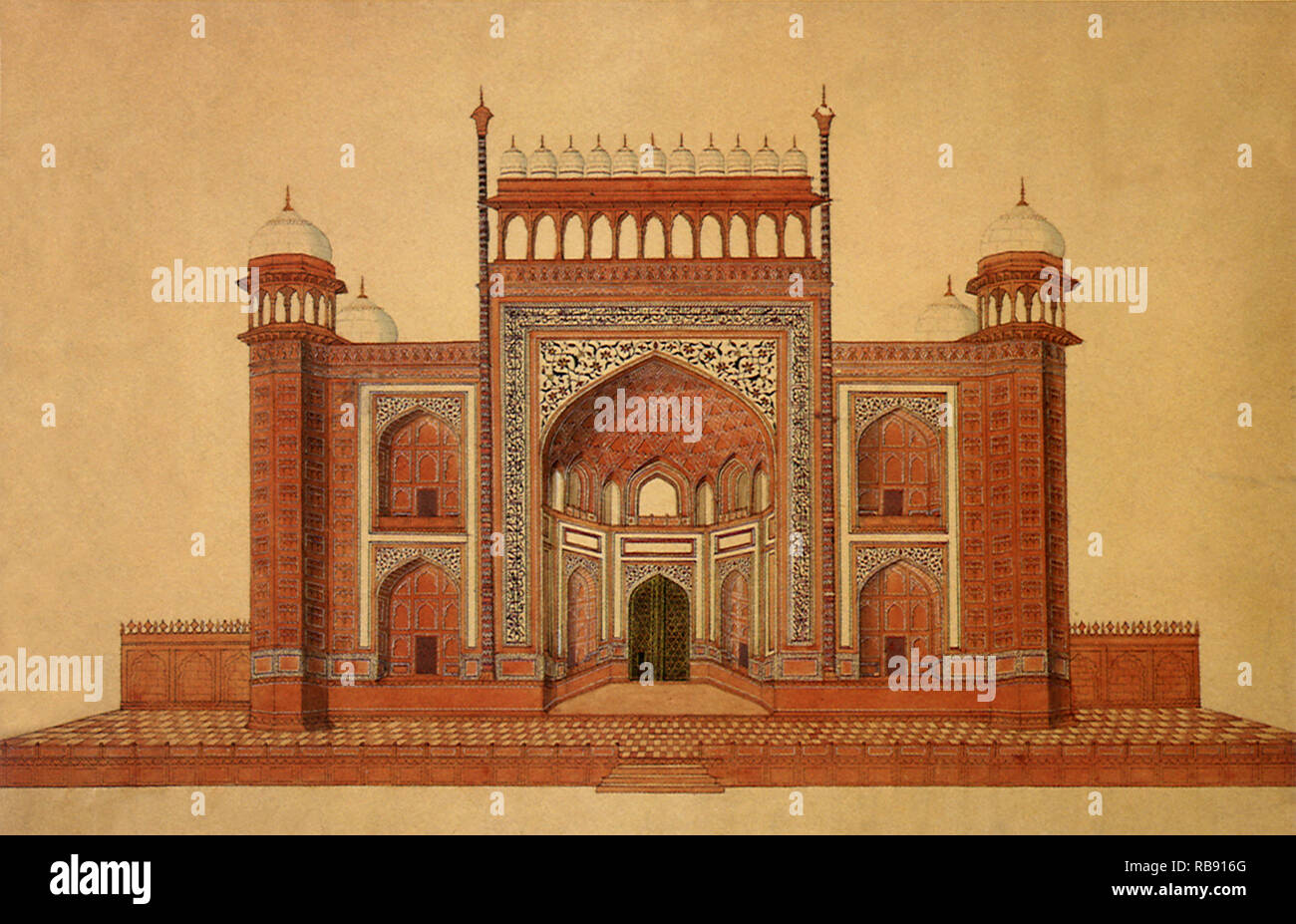 Taj Mahal Entrance 1820 Stock Photo
