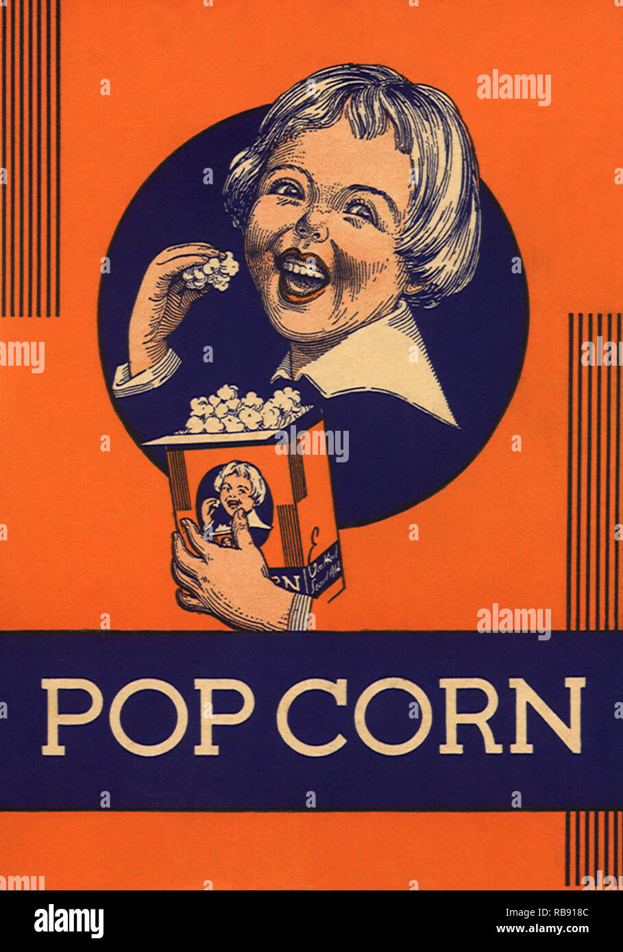 Girl Eating Popcorn Stock Photo Alamy