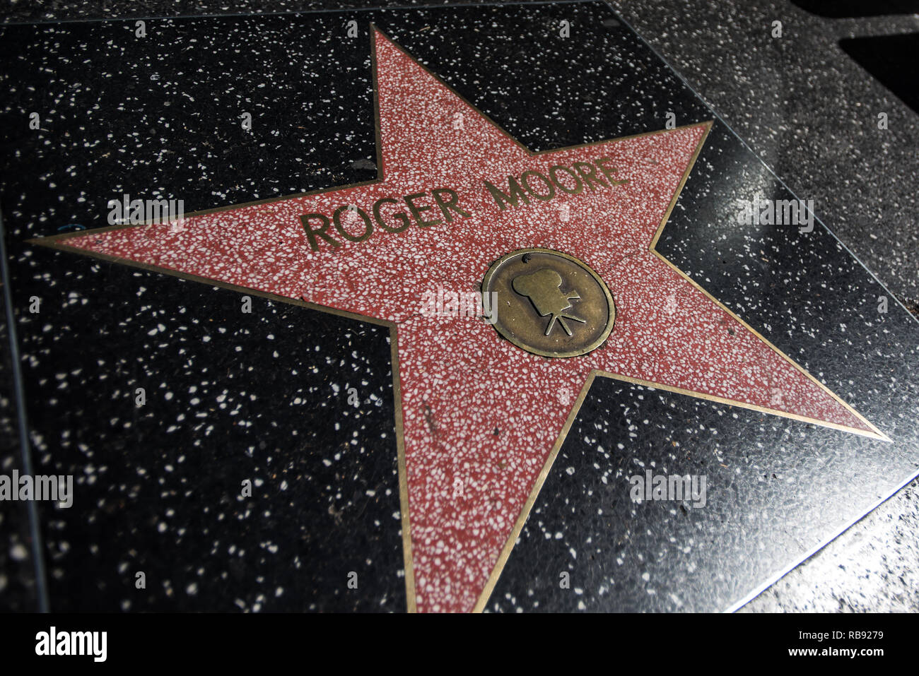 Roger Moore. Hollywood Walk of Fame. Hollywood Boulevard. Stock Photo