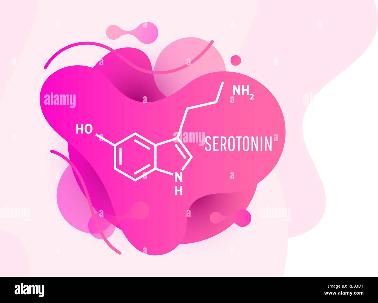 Serotonin Hormone Structural Chemical Formula On Wave Liquid Background