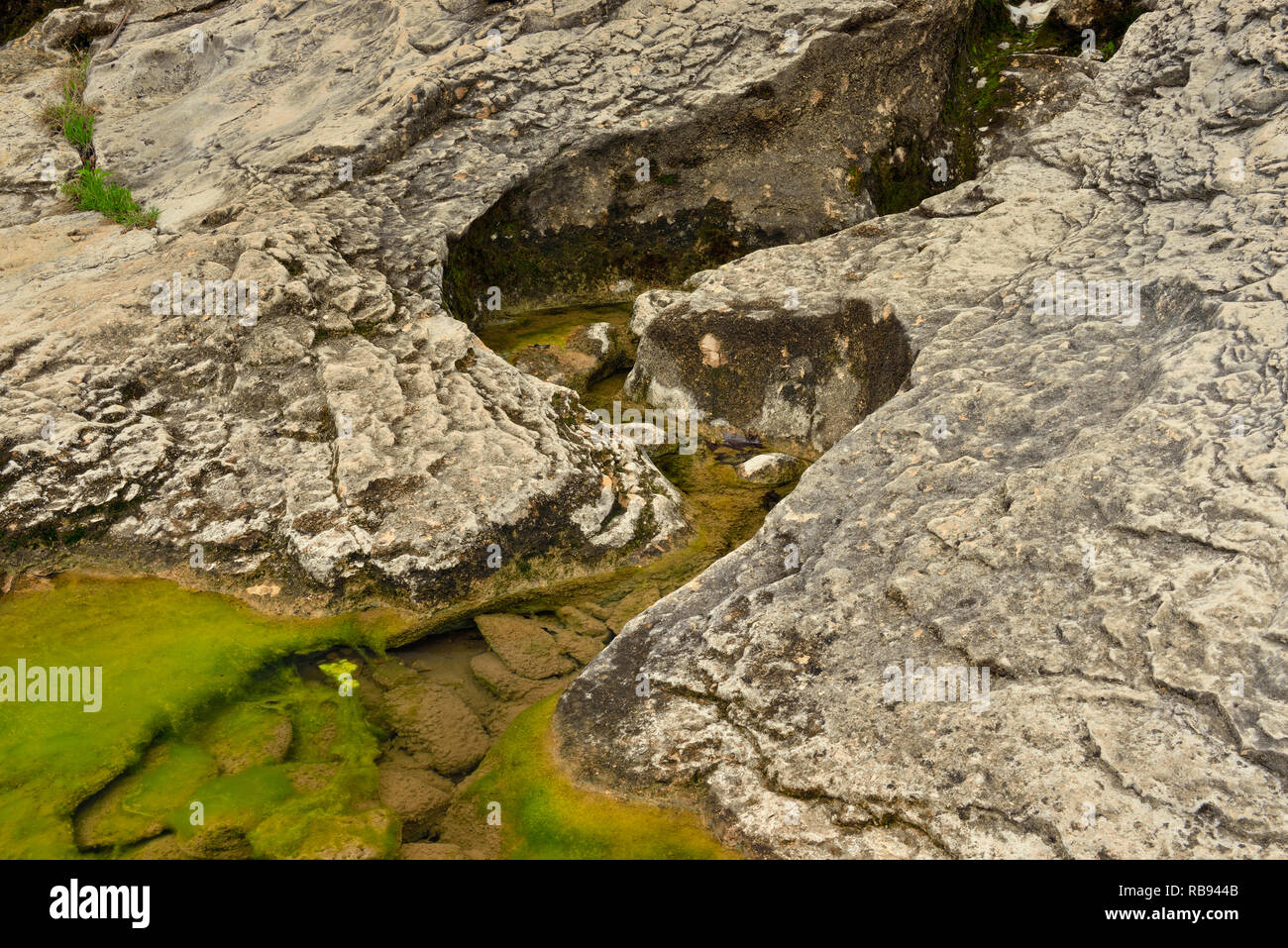 Rocks formations near the Pedernales River, Pedernales Falls State Park, Texas, USA Stock Photo