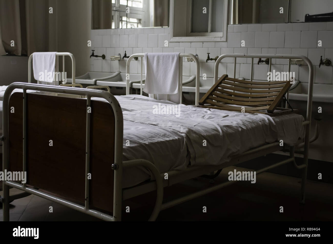 Old hospital beds, detail of old hospital for patients Stock Photo Alamy