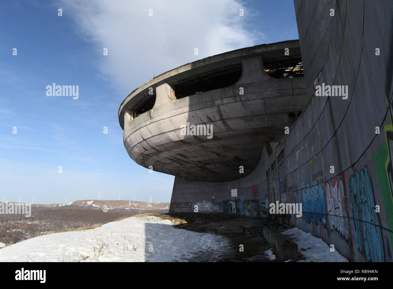 abandoned communism monument Buzludzha in Bulgaria Stock Photo