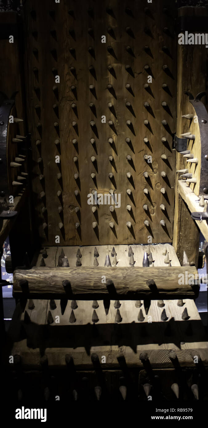 Medieval instrument of torture, detail of torture in the inquisition Stock Photo