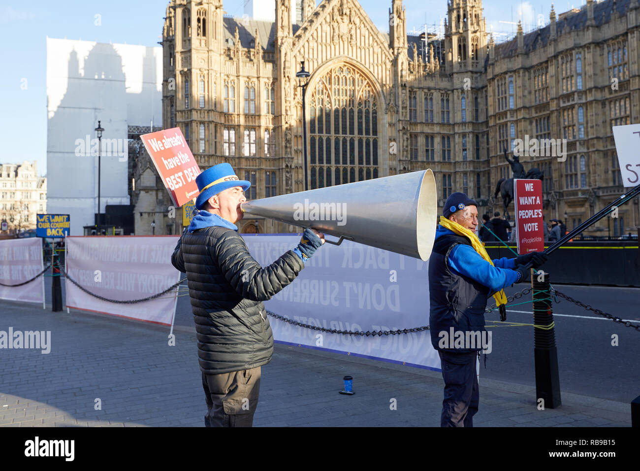 London, UK. 8th Jan, 2019. Brexit campaigners protest opposite Parliament days before a crucial vote on the Bexit deal in the House of Commons. Credit: Kevin J. Frost/Alamy Live News Stock Photo