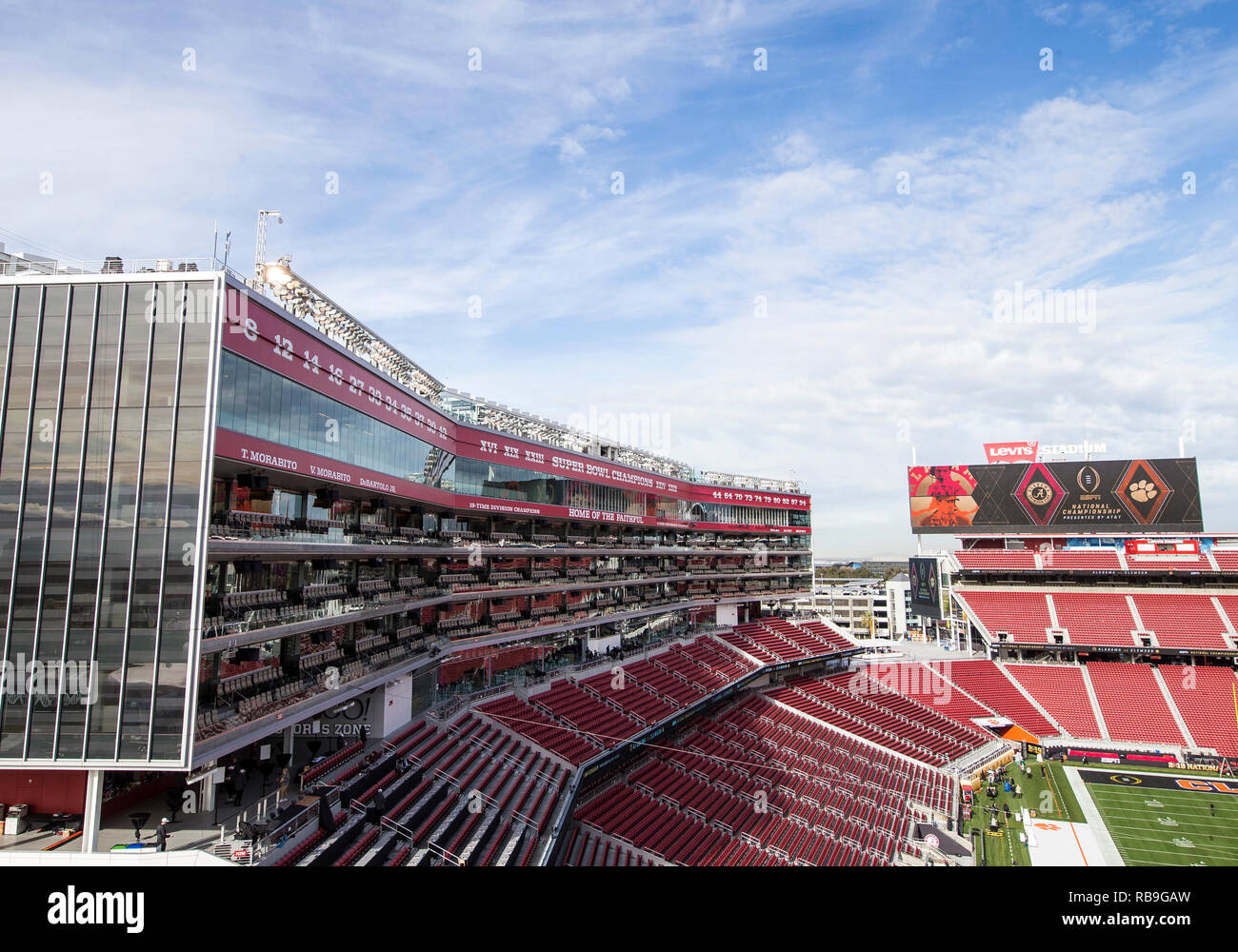 January 07, 2019: A general view of stadium prior to College Football Playoff National Championship game action between the Clemson Tigers and Alabama Crimson Tide at Levi's Stadium in Santa Clara, California. John Mersits/CSM Stock Photo