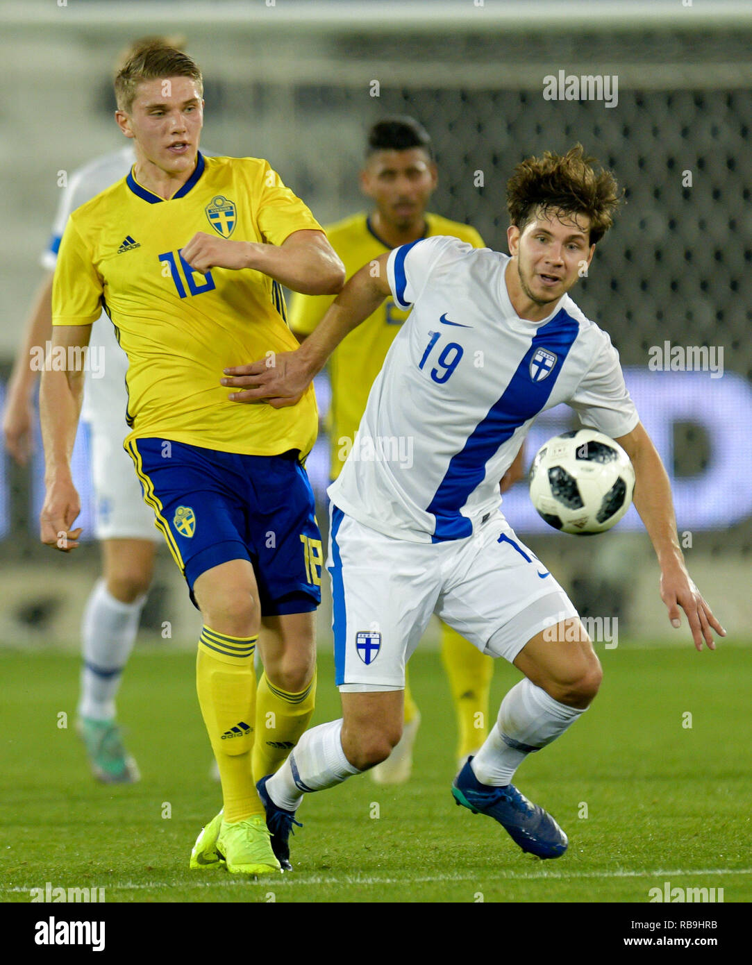 Doha Qatar 8th Jan 19 Sebastian Dahlstrom R Of Finland Vies With Viktor Gyokeres Of Sweden During The International Friendly Soccer Match In Doha Capital Of Qatar Jan 8 19 Finland Won Doha Qatar 8th Jan 19 Sebastian Dahlstrom R Of Finland Vies With Viktor Gyokeres Of Sweden During The International Friendly Soccer Match In Doha Capital Of Qatar Jan 8 19 Finland Won