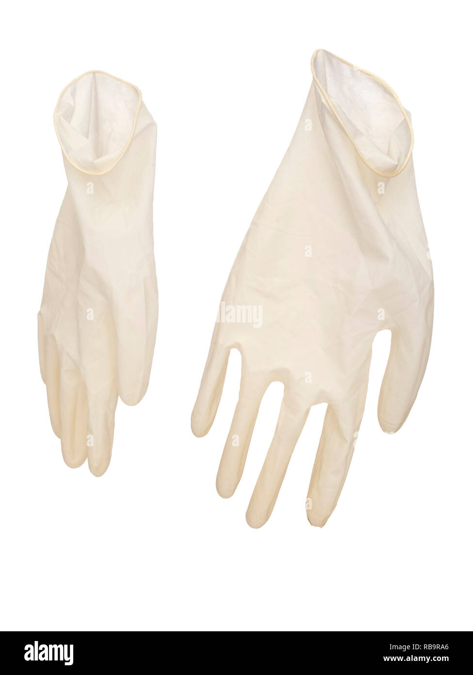 Pair of thin latex medical gloves isolated on white background Stock Photo