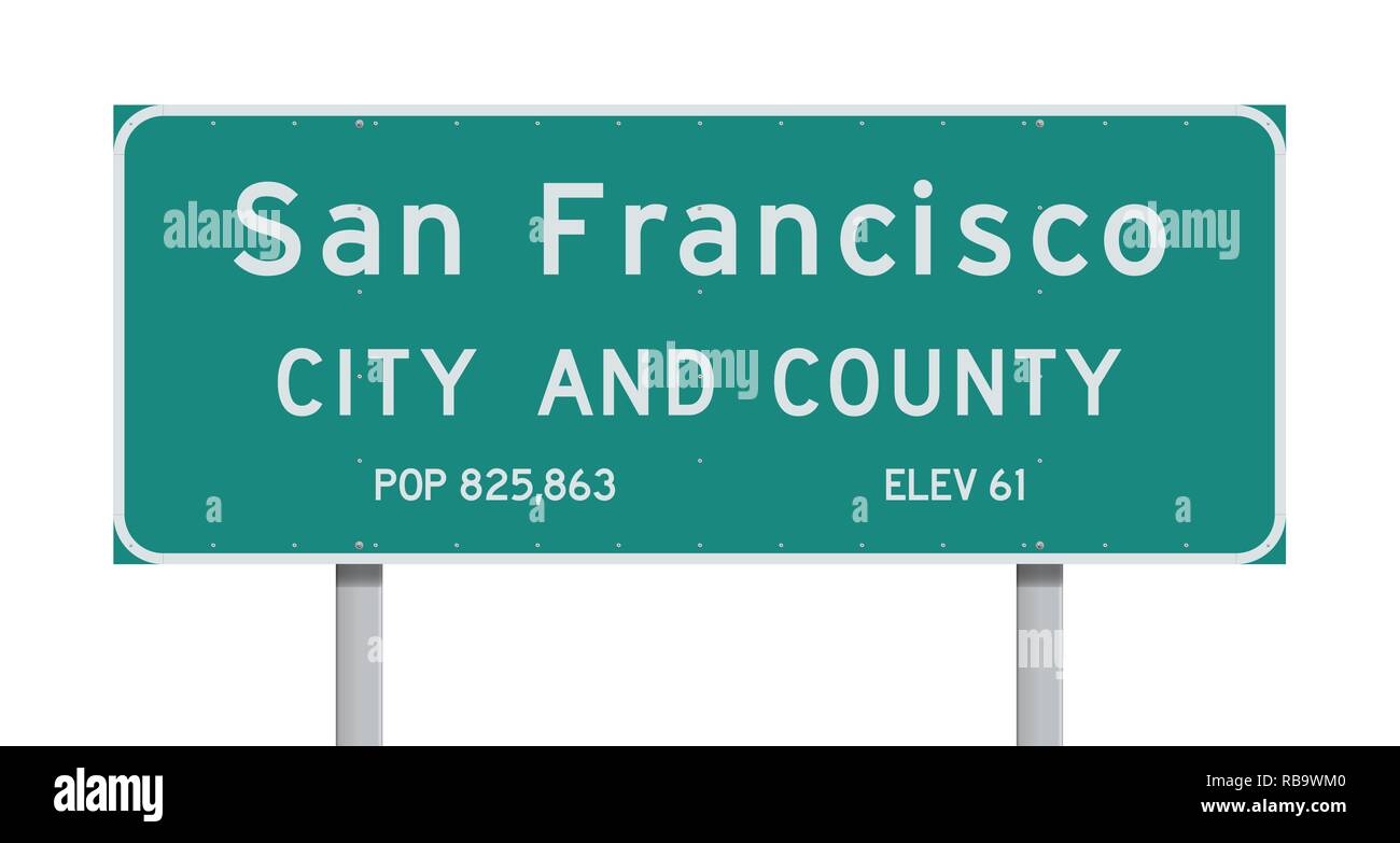 Vector illustration of the San Francisco City and County road sign Stock Vector