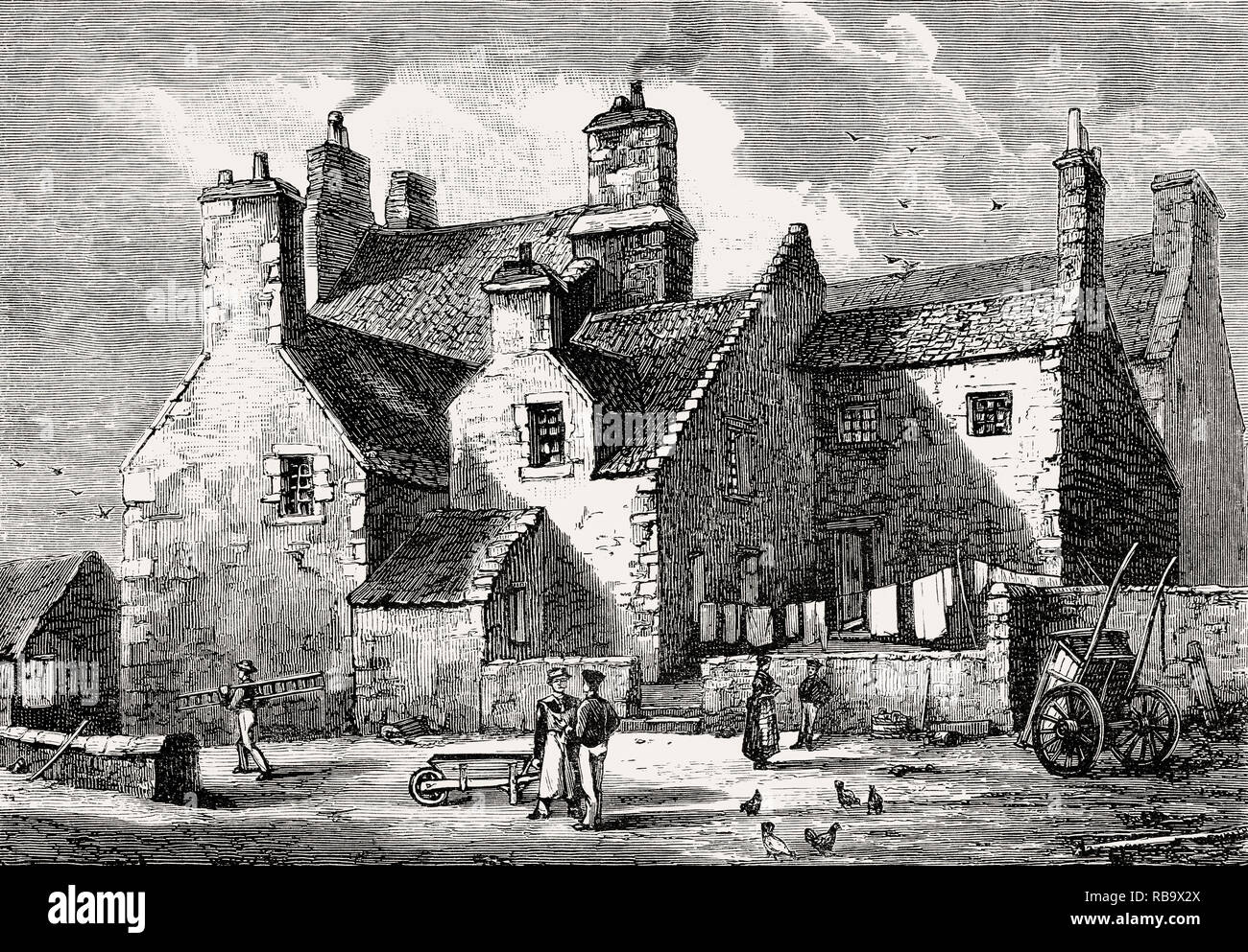 Old Houses at the East Side of Society, Brown's Square, 1850, Edinburgh, Scotland Stock Photo