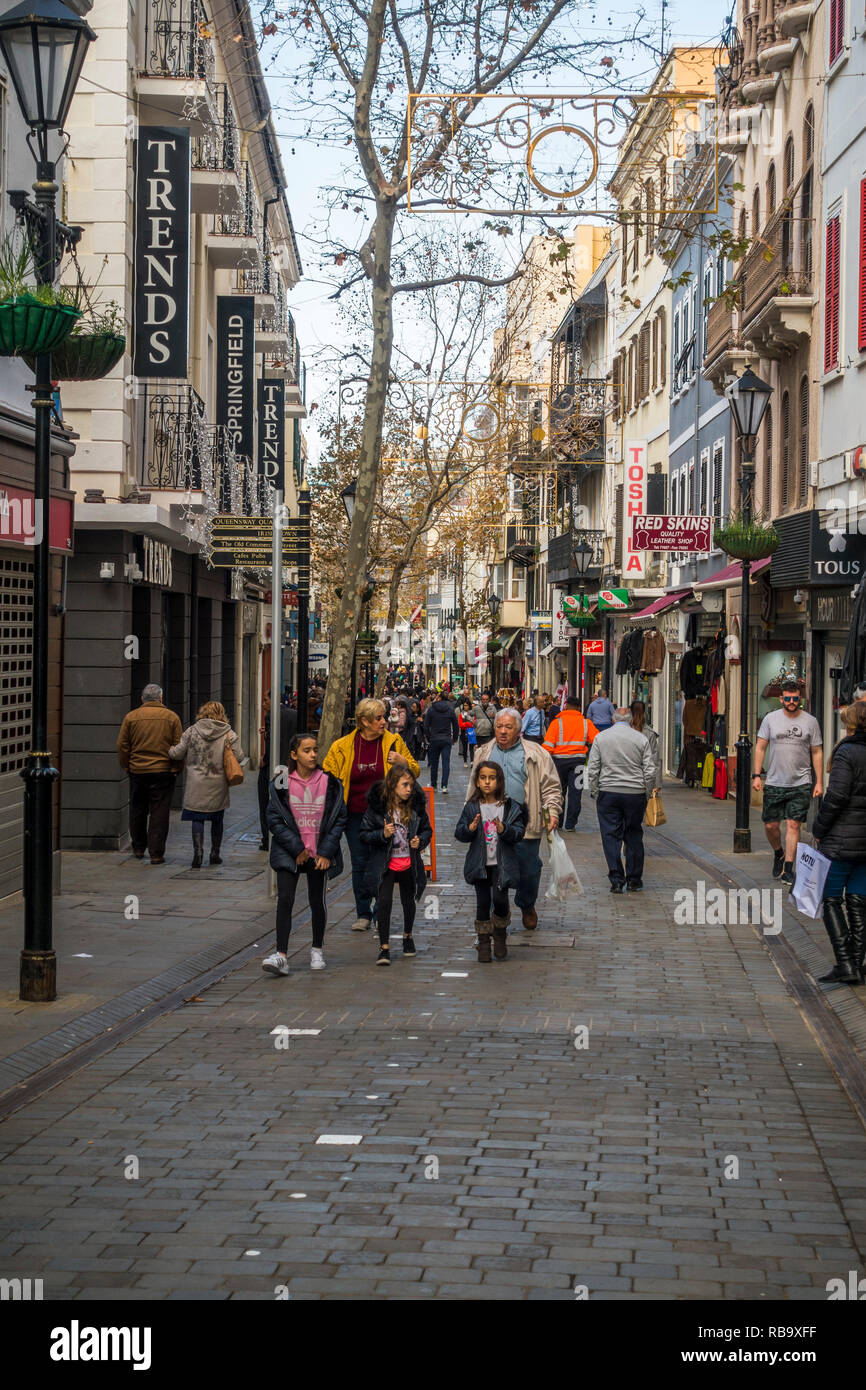 Main Street Street View Main Street, Pedestrians, Street View, British Overseas Territory Of  Gibraltar, Europe Stock Photo - Alamy