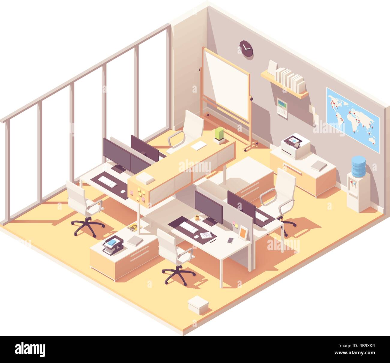 Vector Isometric office with cubicle Stock Vector Image & Art - Alamy