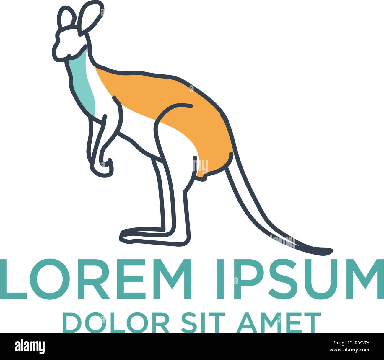 kangaroo logo template with outline style vector illustration and kangaroo template