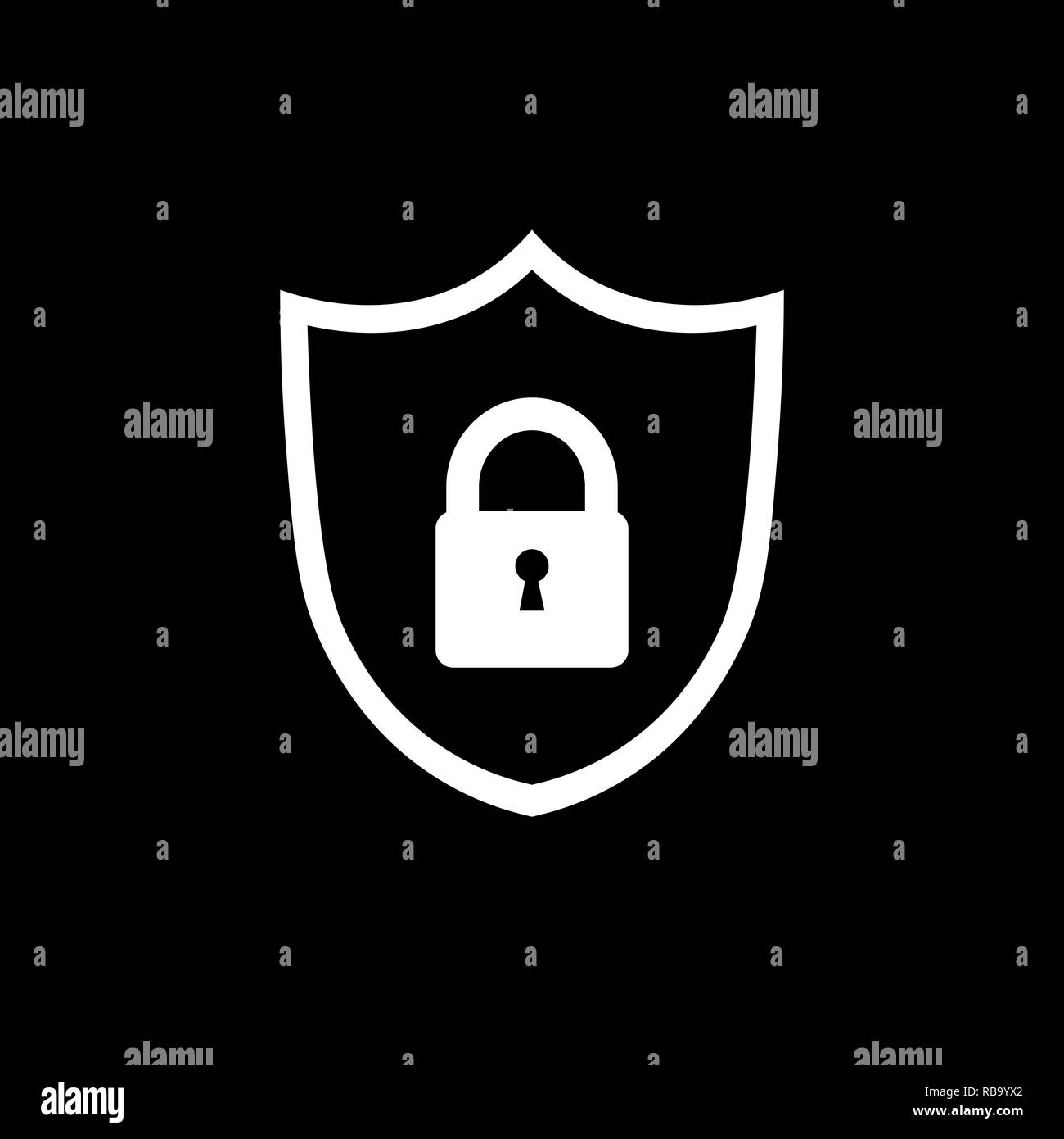 Shield icon. Lock icon. Shield with lock symbol. Stock Vector