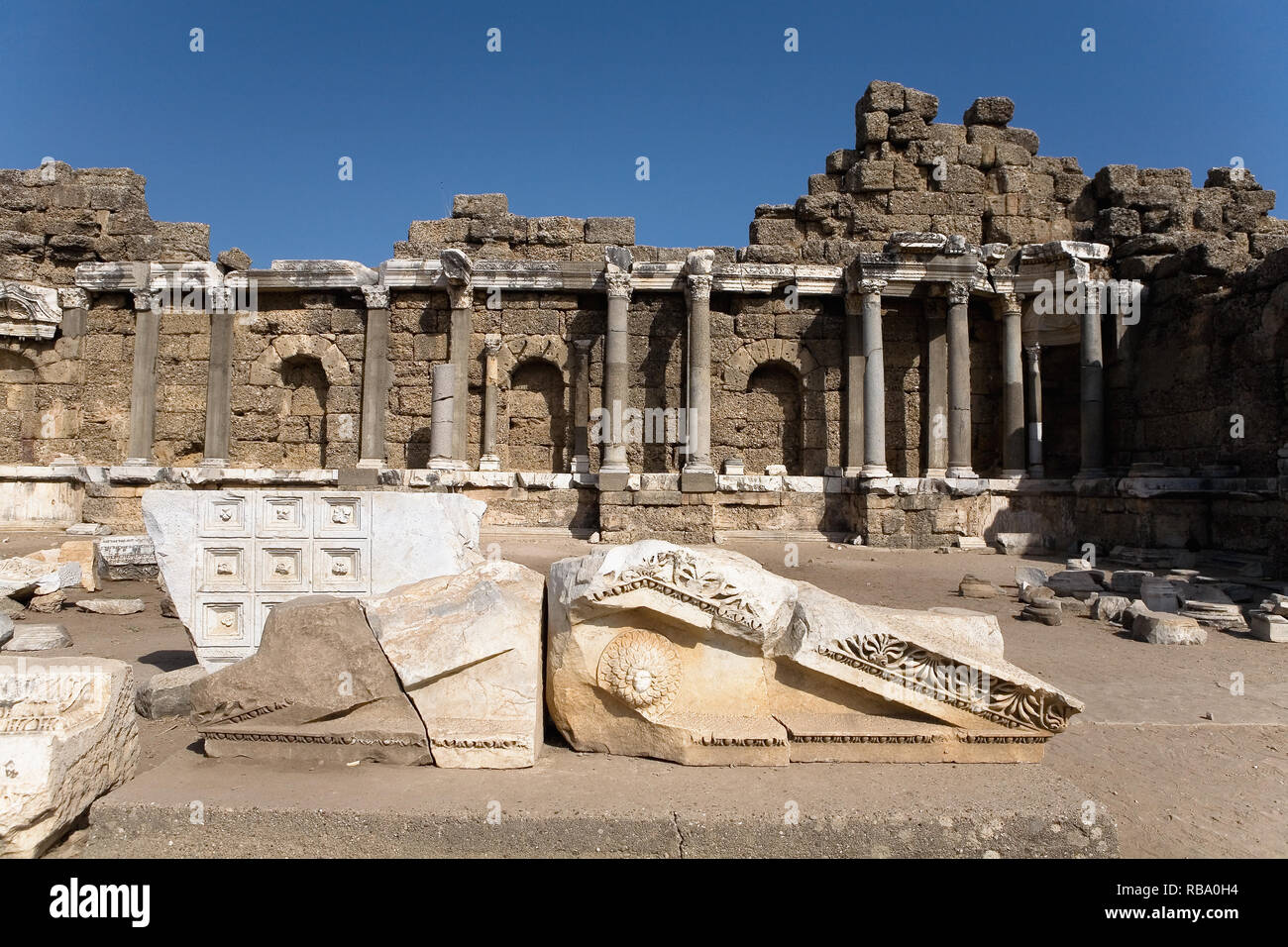 The ruins of the ancient city of Side. Turkey Stock Photo - Alamy