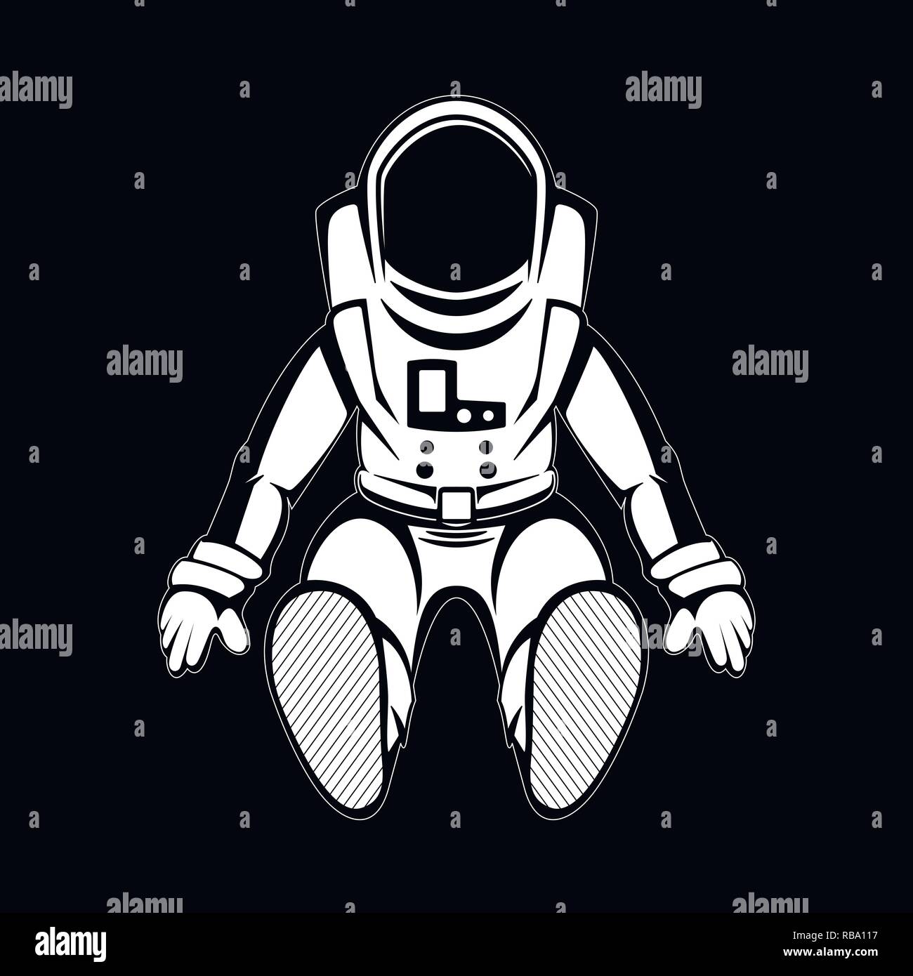 astronaut, standing spaceman isolated on black background Stock Photo -  Alamy