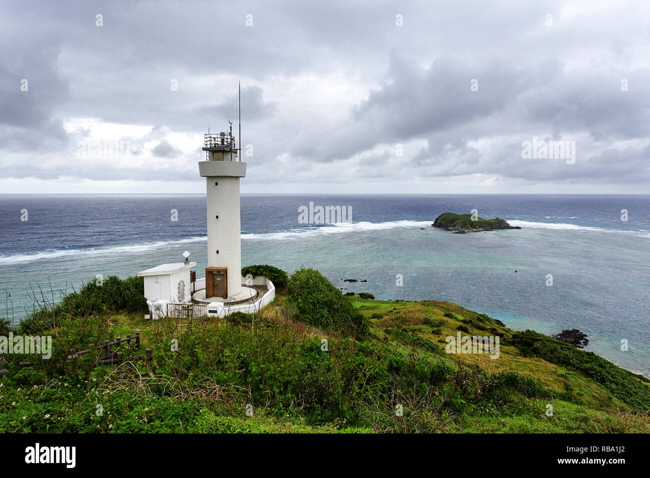 Lighthouse, in the northern end of Ishigaki island, Okinawa, Japan Stock Photo