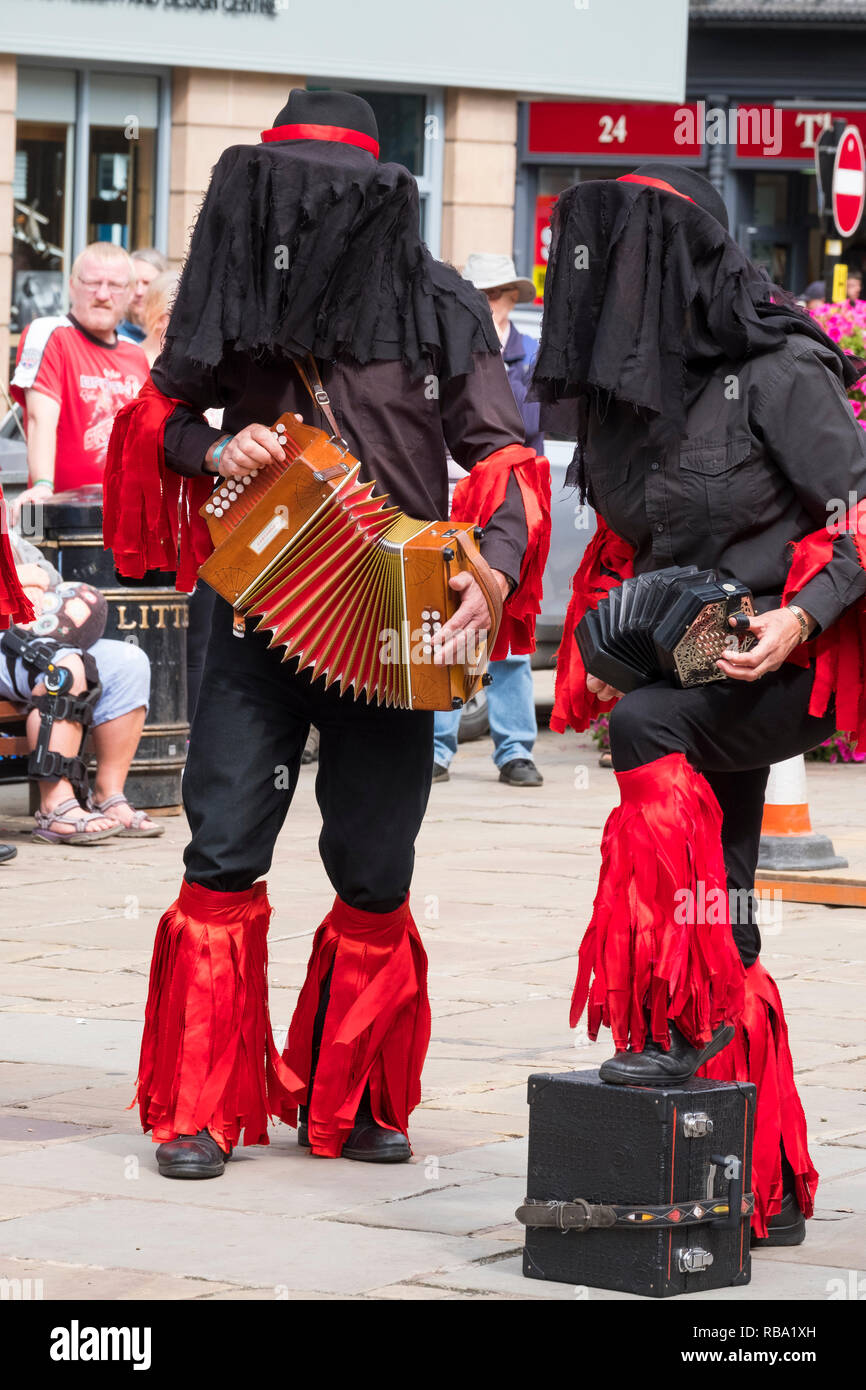 Flag and Bone Gang morris dancers at Shrewsbury Folk Festival, Shrewsbury, Shropshire, England, UK Stock Photo
