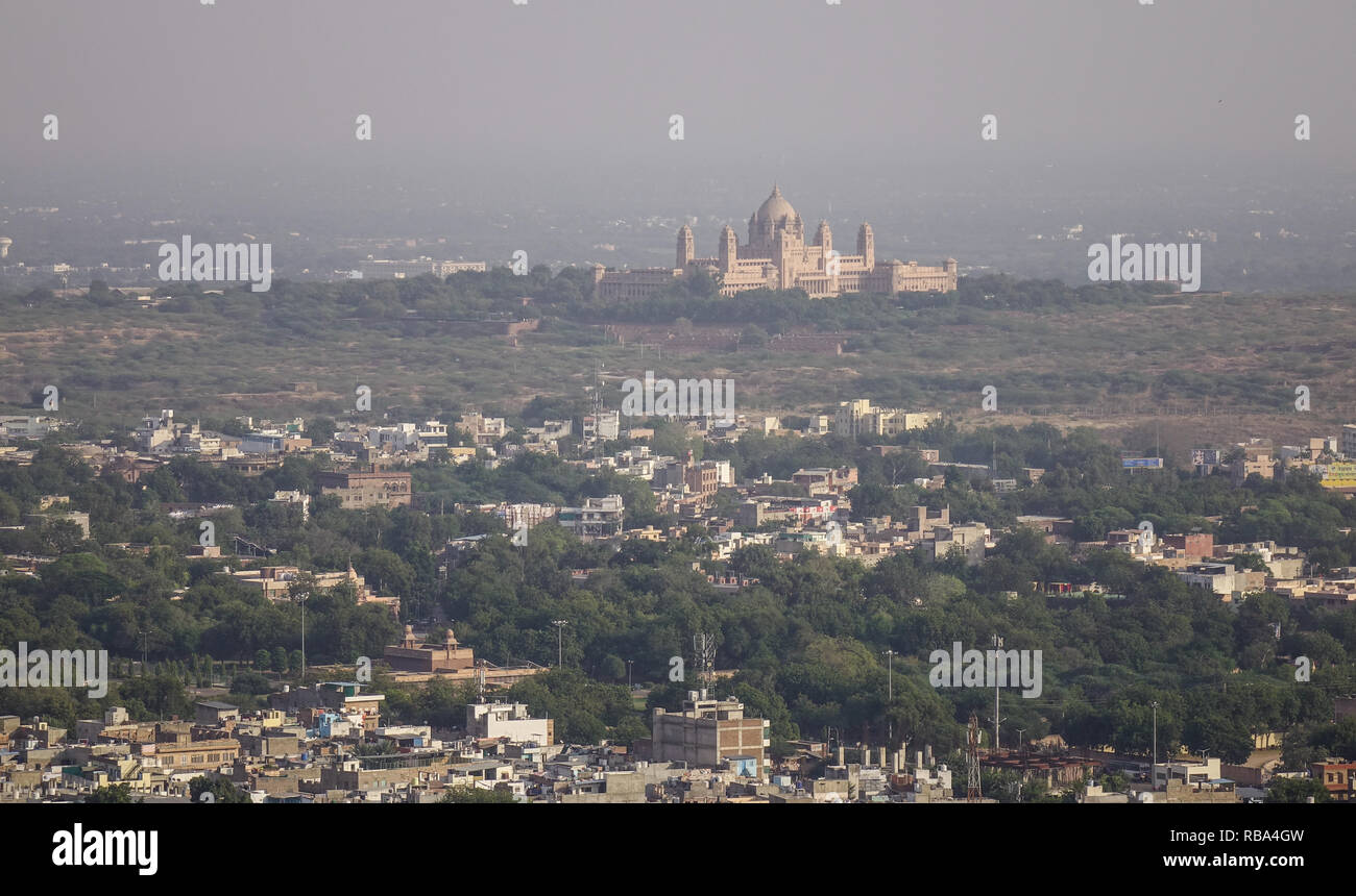 Aerial view of Jodhpur, India. Jodhpur is a city in the Thar Desert of