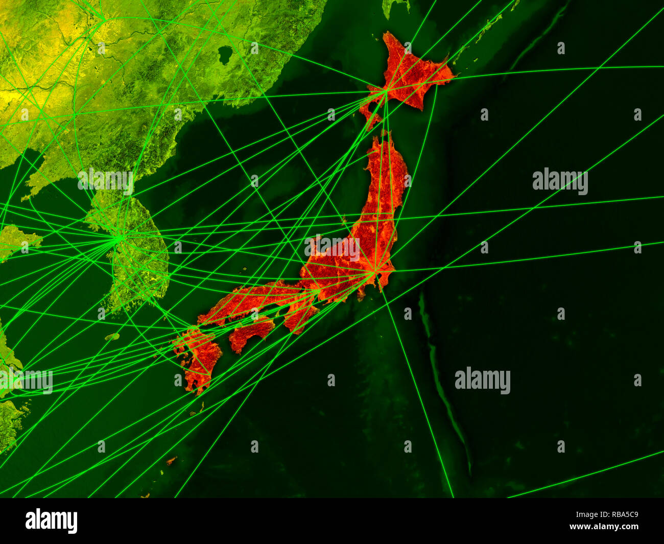 Japan Map Computer Japan on digital map with networks. Concept of international travel ...