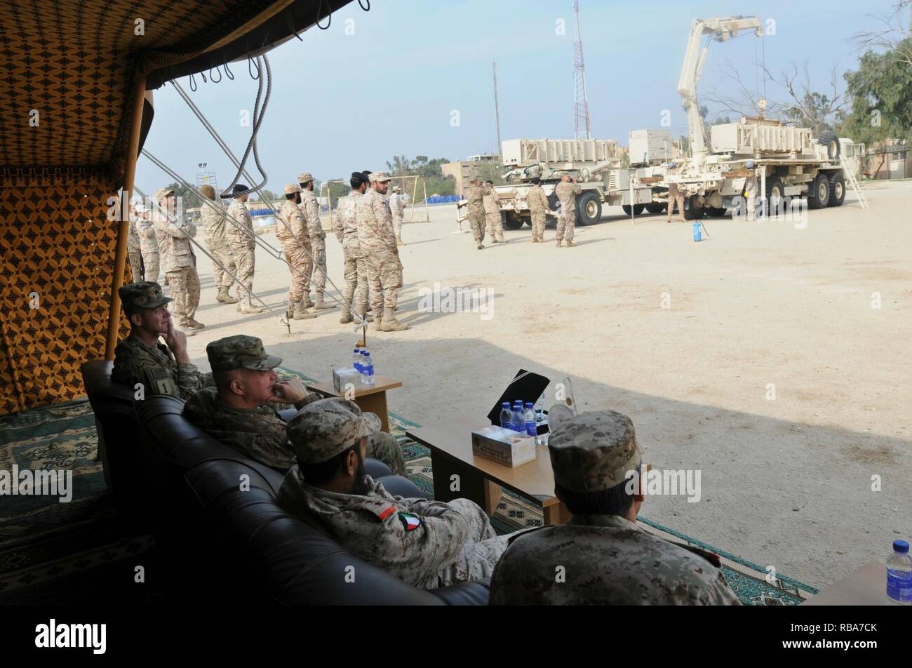 Maj. Gen. Blake C. Ortner, the commander of Task Force Spartan, visits Soldiers of the 1st Brigade, 69th Air Defense Artillery during Patriot Day, a friendly competition with Kuwaiti Air Defense forces. ( Stock Photo