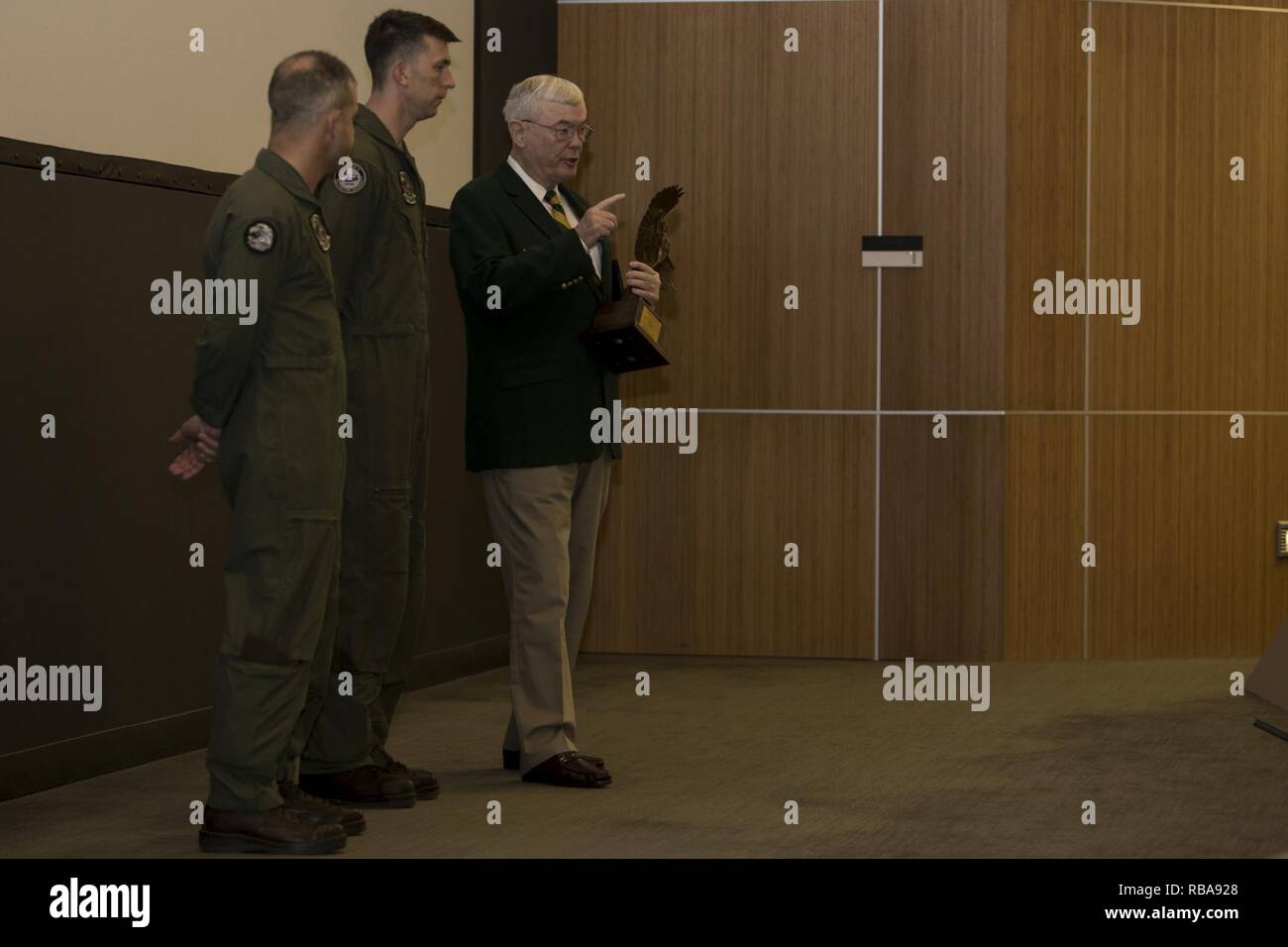 U.S. Air Force Lt. Gen. Nicholas Kehoe (ret.) gives a speech before