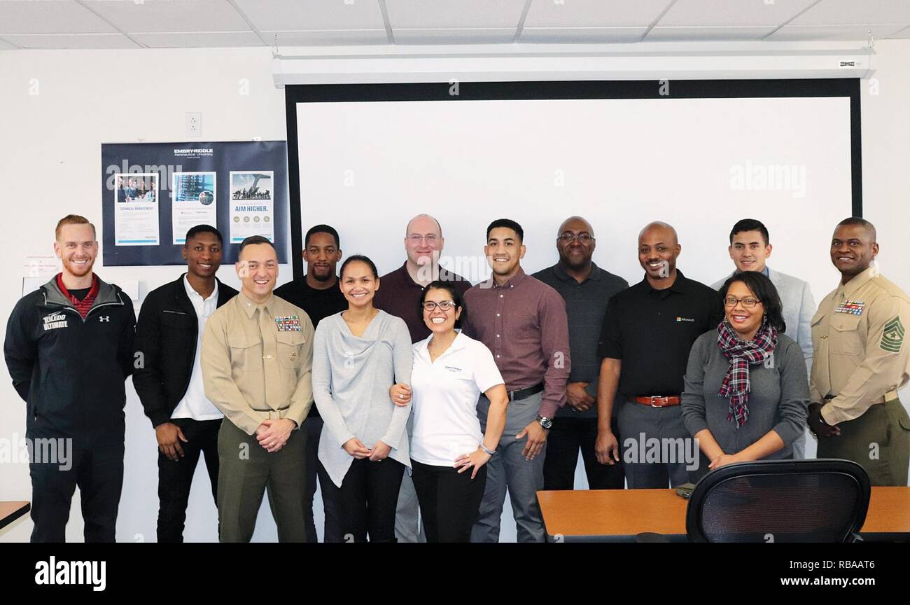 The inaugural class of the Microsoft Software and Systems Academy aboard Quantico with Academy and base leadership. Stock Photo