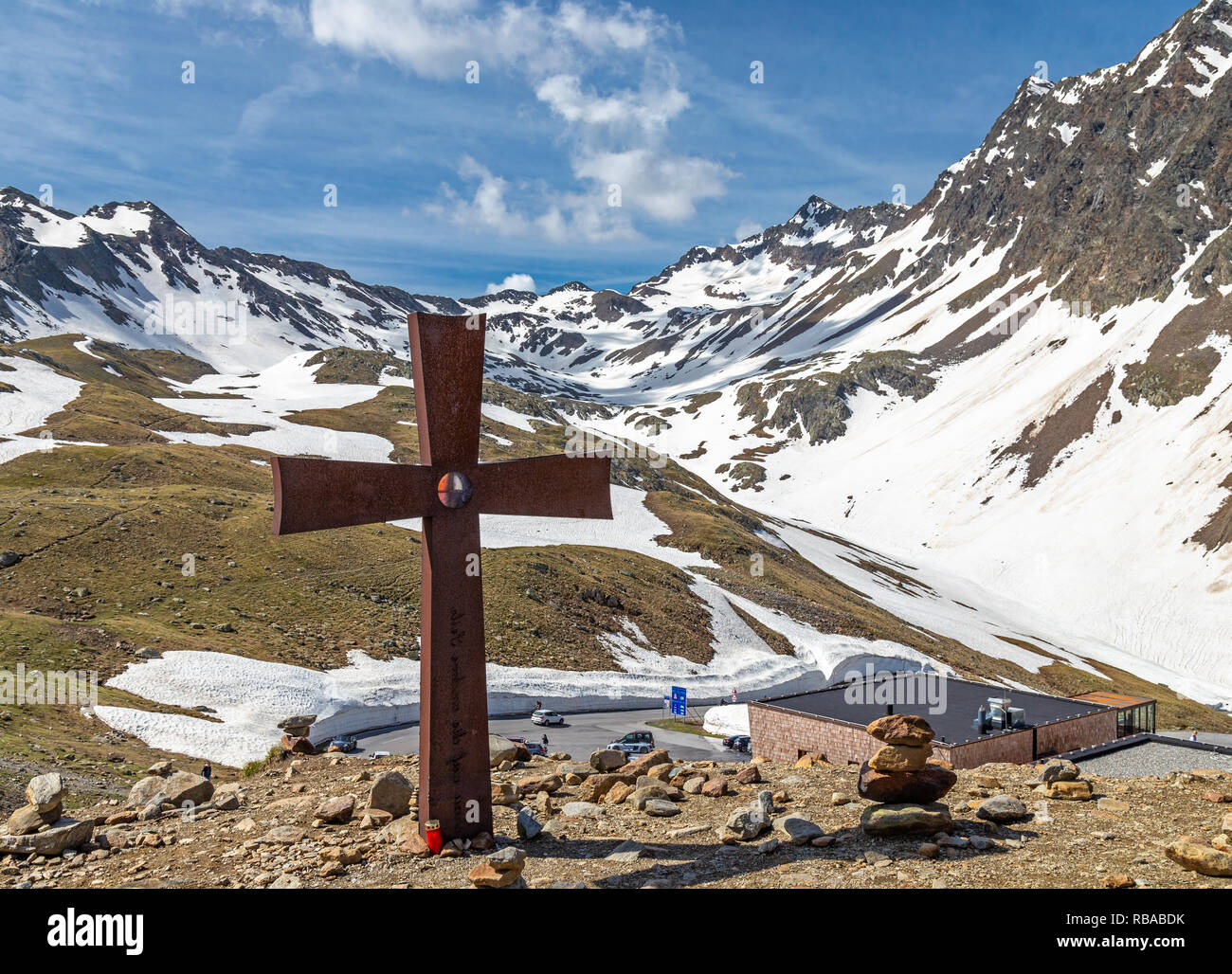 On the Timmelsjoch between Austria and Italy Stock Photo