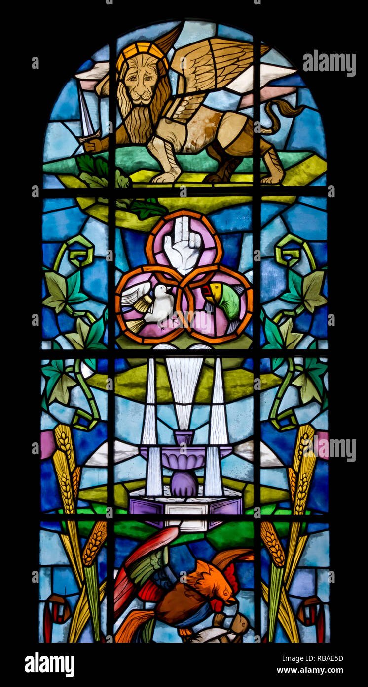 Stained glass window in the Duomo of Palmanova, Italy Stock Photo Alamy