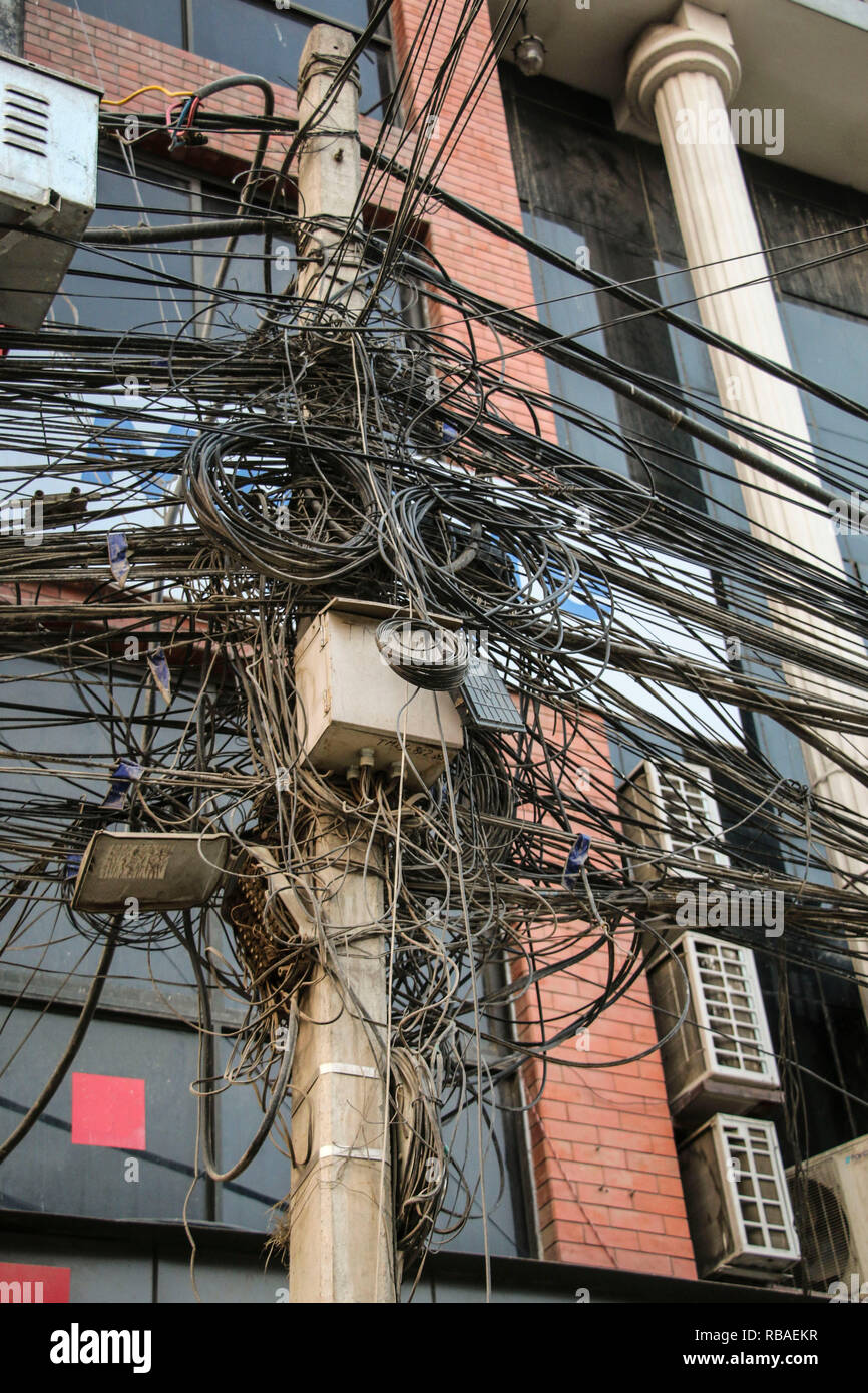 Kathmandu nepal wire wiring electric chaos hires stock photography and
