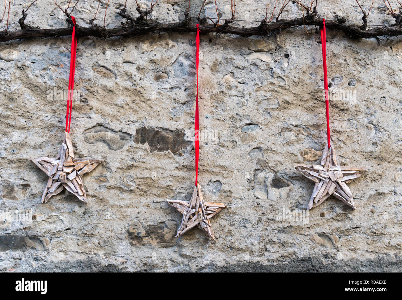 Three Star Shaped Decorative Accessories Handmade Out Of Wood