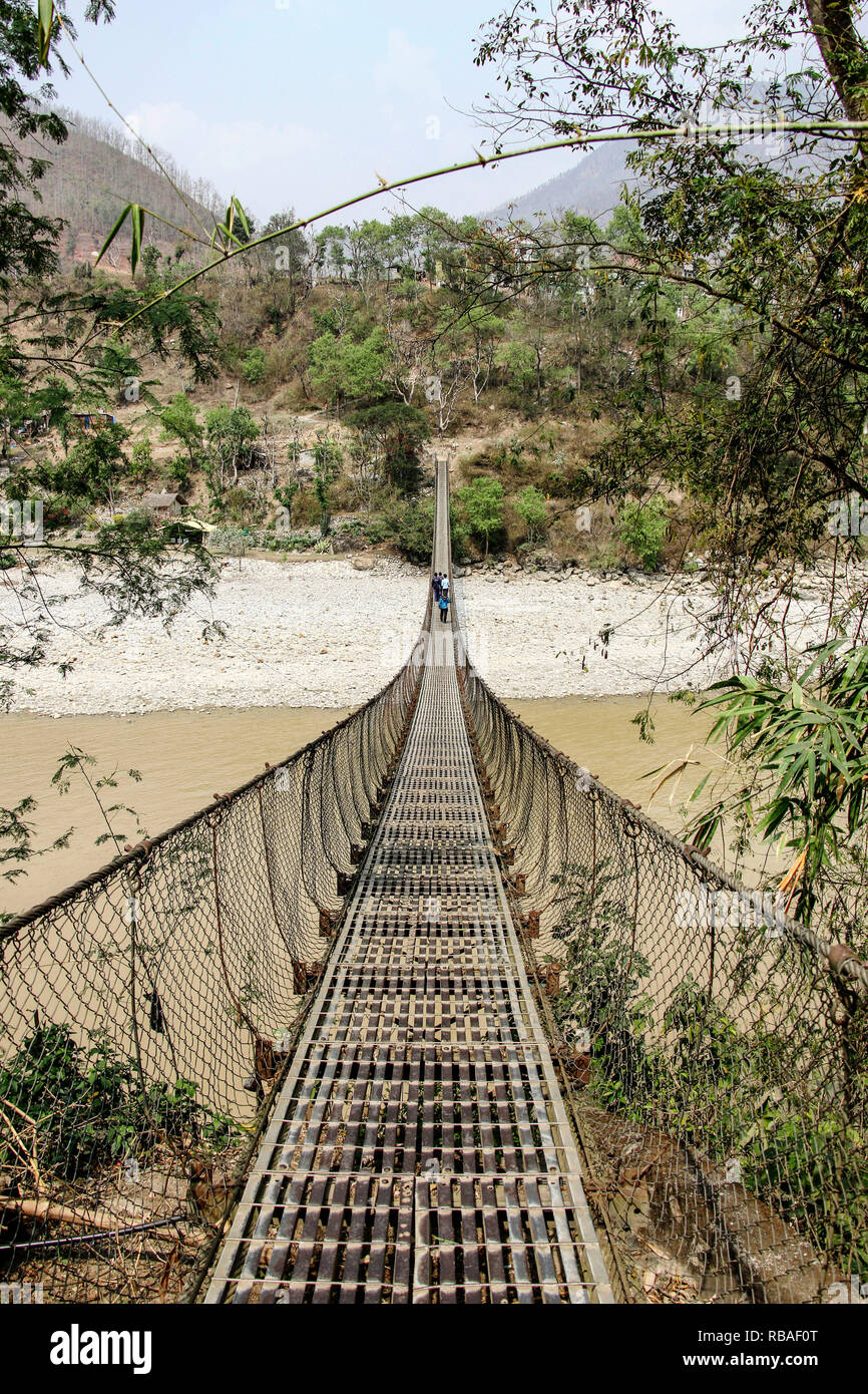 suspension bridge Himalayas Nepal Stock Photo - Alamy