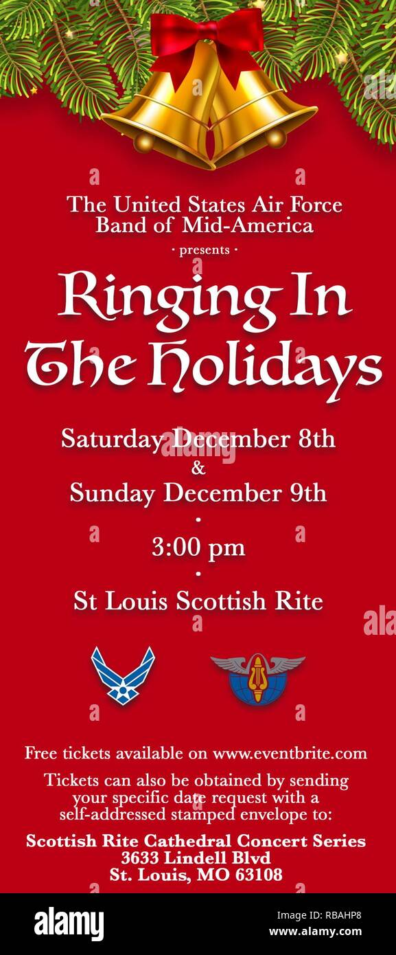 Advertisement for the USAF Band of MidAmerica holiday concerts at the