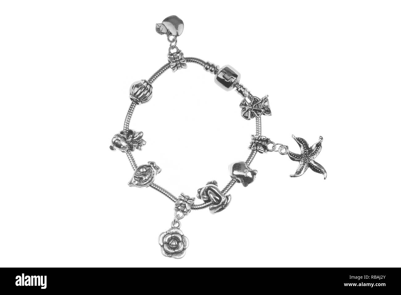 Silver charm bracelet hi-res stock 