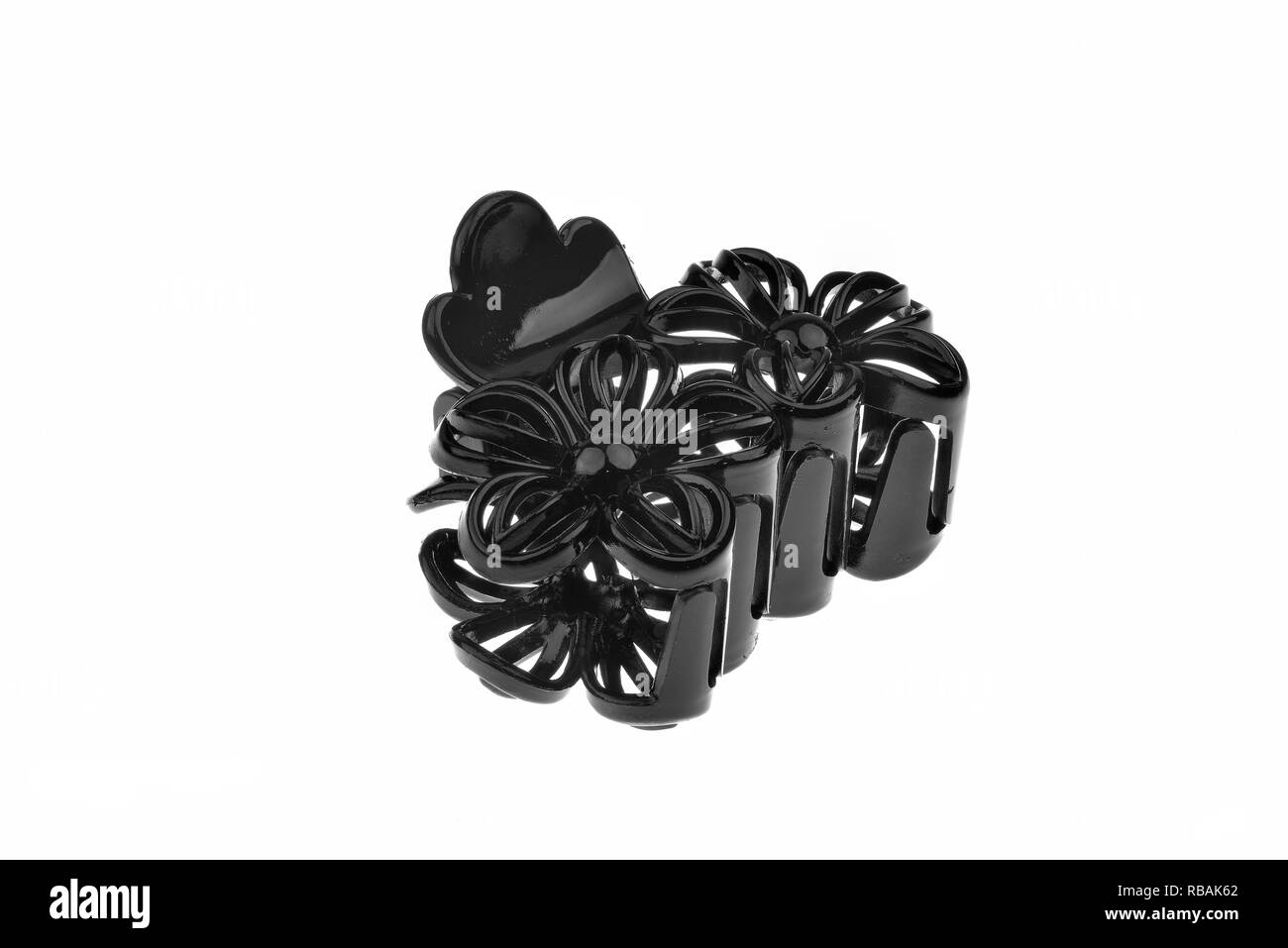Black plastic hair clip, isolated on white background Stock Photo - Alamy