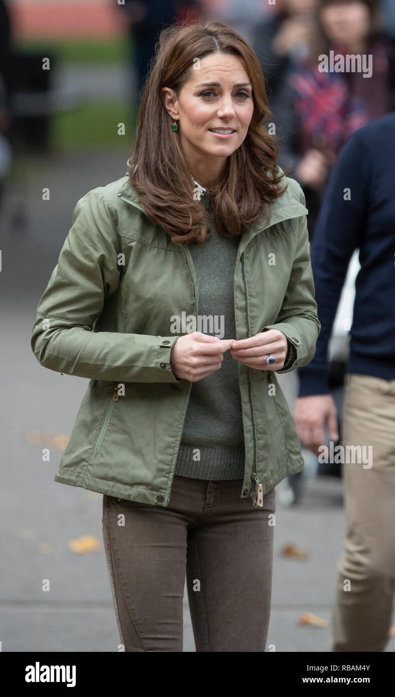 The Duchess of Cambridge during a visit to Paddington Recreation Ground in Maida Vale, North London. Stock Photo