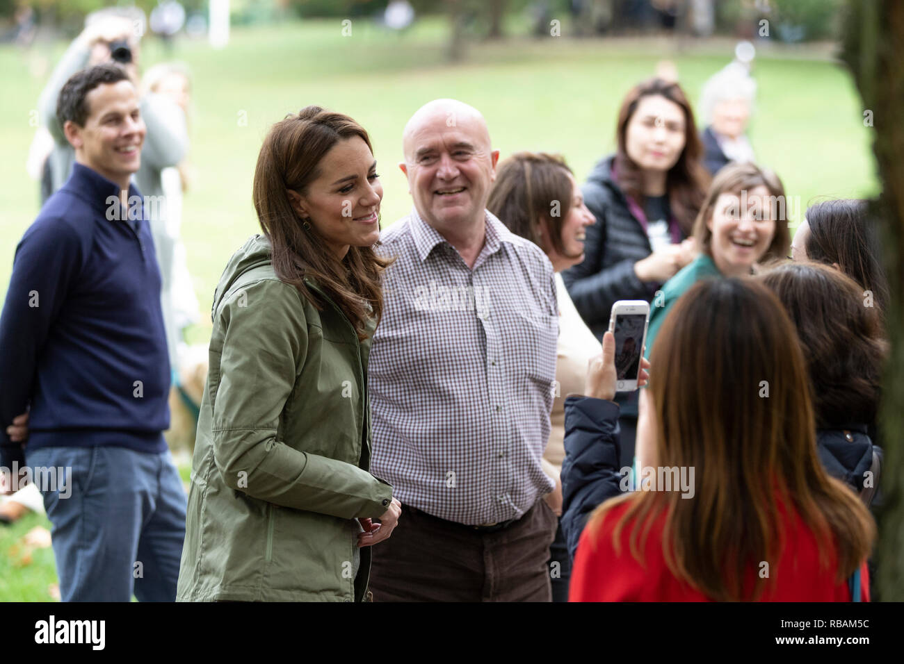 The Duchess of Cambridge during a visit to Paddington Recreation Ground in Maida Vale, North London. Stock Photo