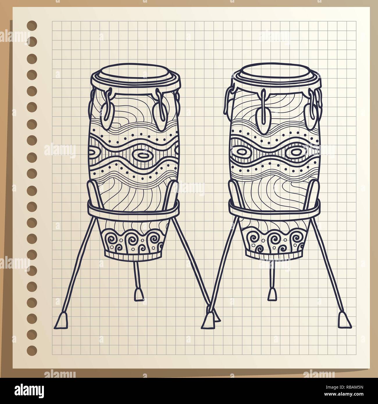 African drums. Musical Instrument. Percussion. Congas vector