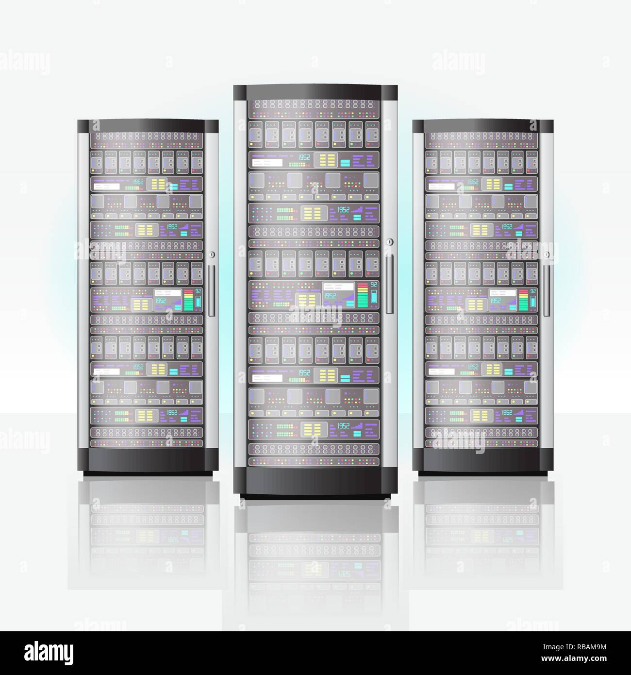 Server room, hosting data center, cloud database technology Stock Vector