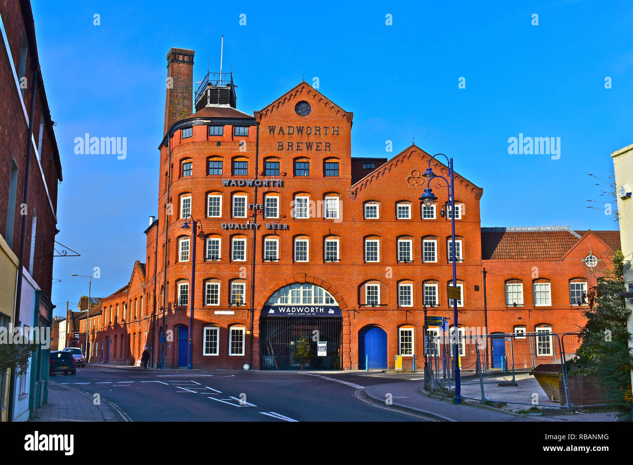 Street view of the famous Devizes brewery building occupied by Wadworth