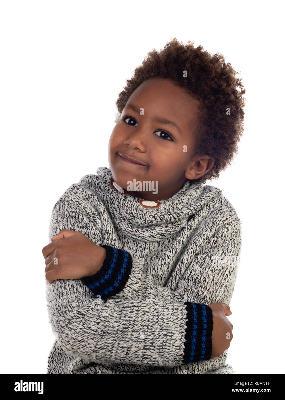 Adorable Afroamerican Child Thinking Isolated On A White