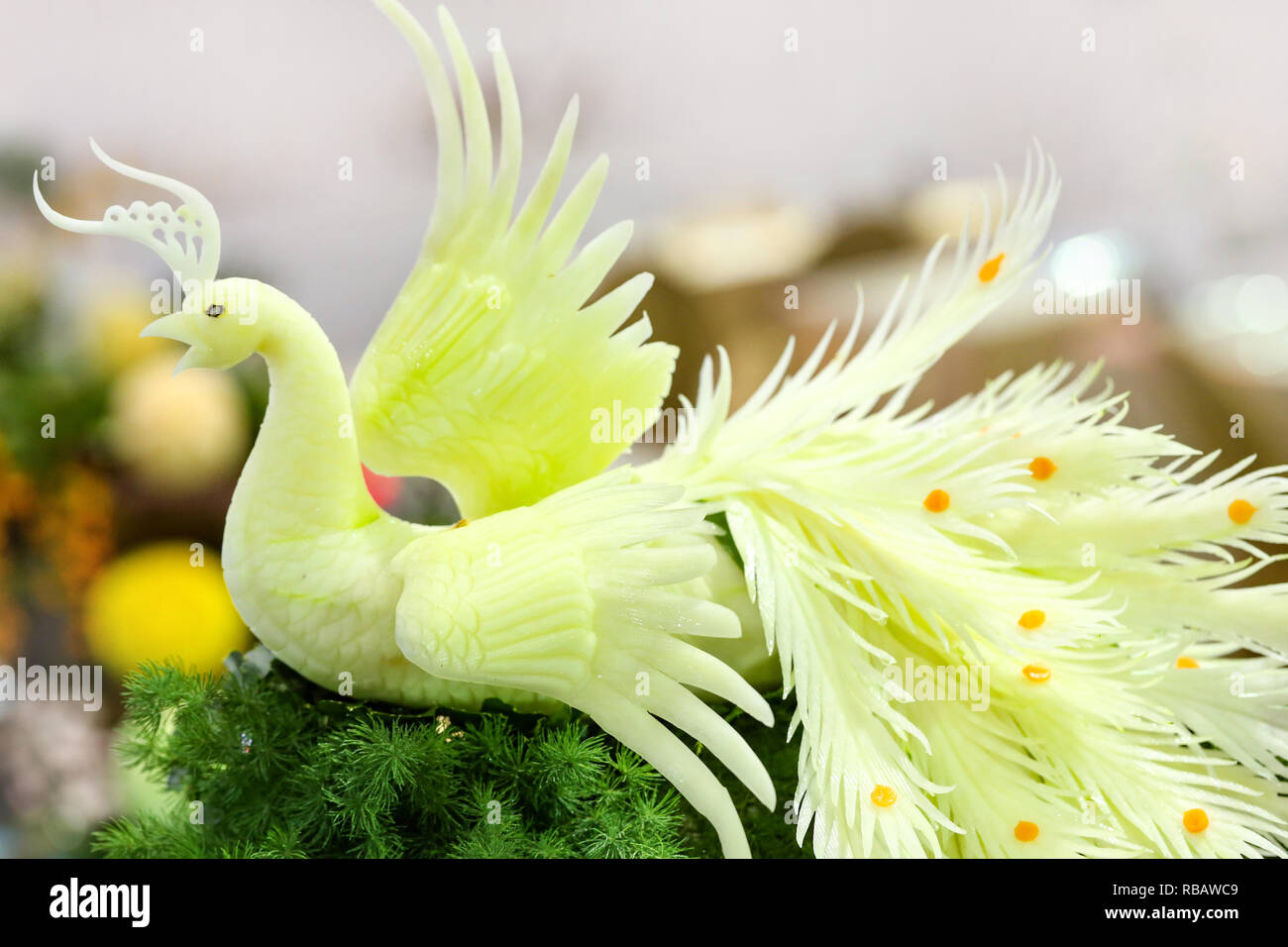 Fruit and vegetable carvings, Display thai fruit carving Stock Photo - Alamy, image size:1300x956