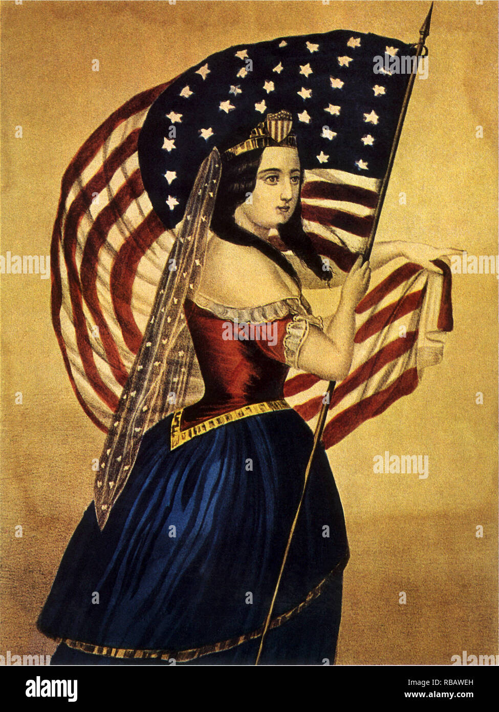 Woman With Flag Stock Photo Alamy