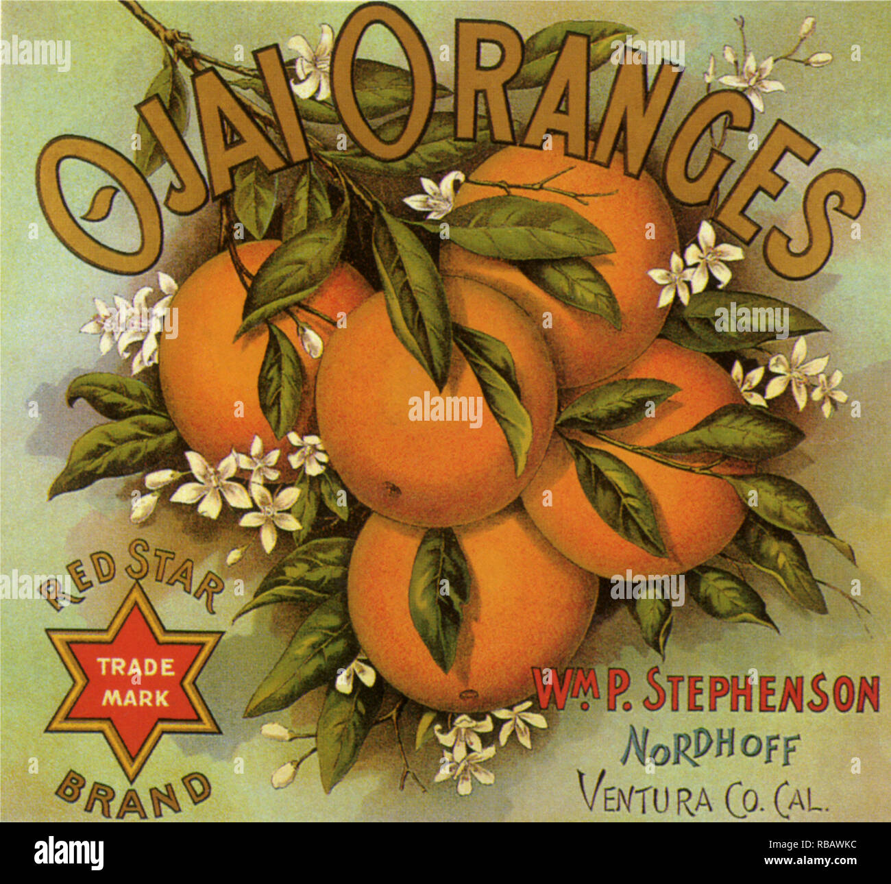 Orange Fruit Label Stock Photo - Alamy