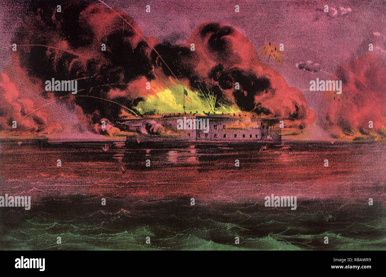 The Bombardment of Fort Sumter in Charleston Harbor. Stock Photo
