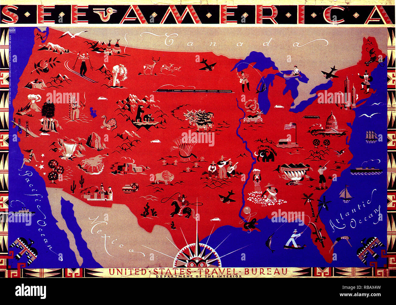 Map of United States. Stock Photo