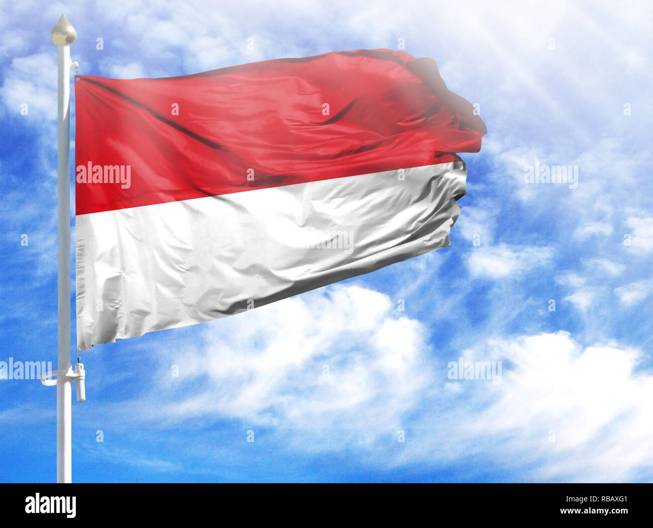 National Flag Of Monaco On A Flagpole In Front Of Blue Sky Stock Photo Alamy National Flag Of Monaco On A Flagpole In Front Of Blue Sky Stock Photo Alamy