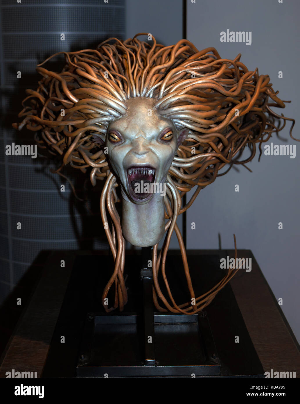 Close-up of an Animatronic head of a Merperson. First used during the filming of Harry Potter and the Goblet of Fire. Stock Photo